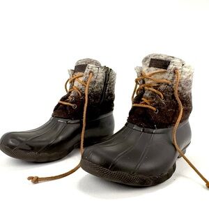 Sperry Women’s Saltwater Duck Boots Wool Brown Size 8M